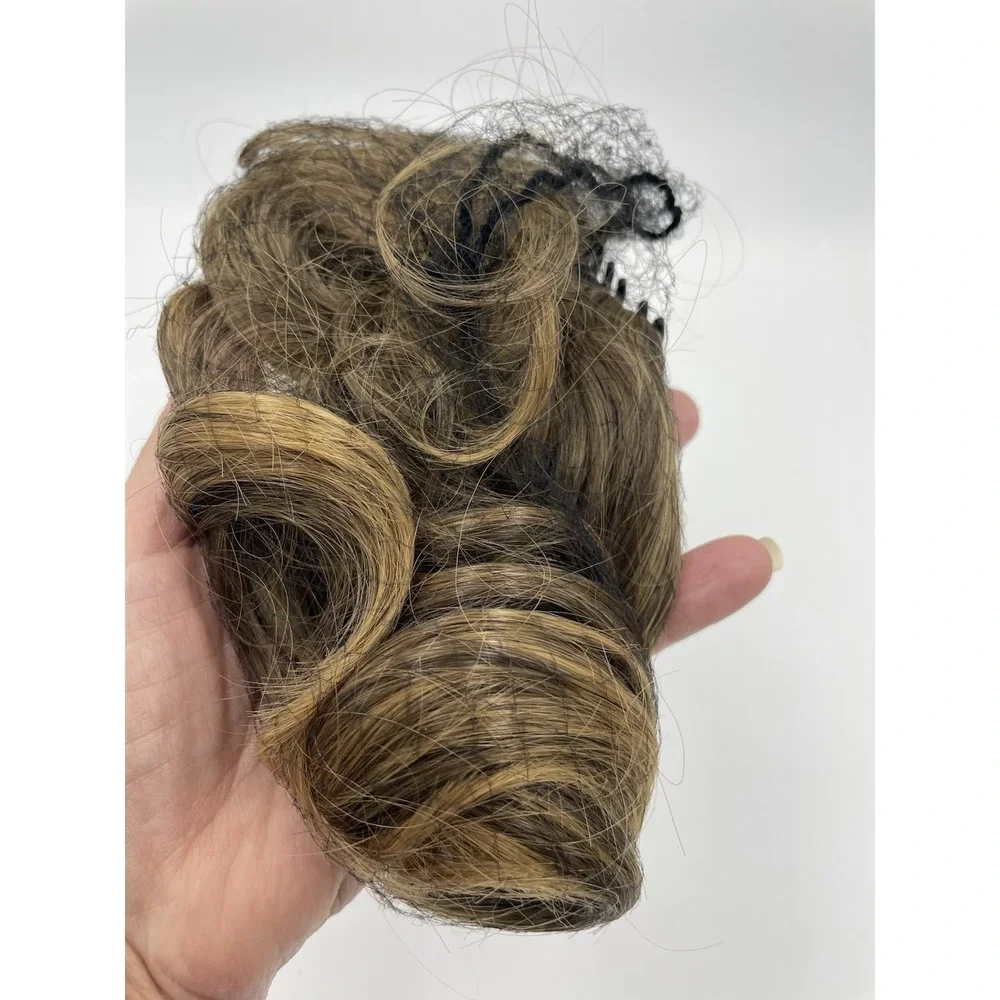 Ponytail Hair Extension Drawstring w/Clip Combs Hair Bun New in‎ Netting Brown